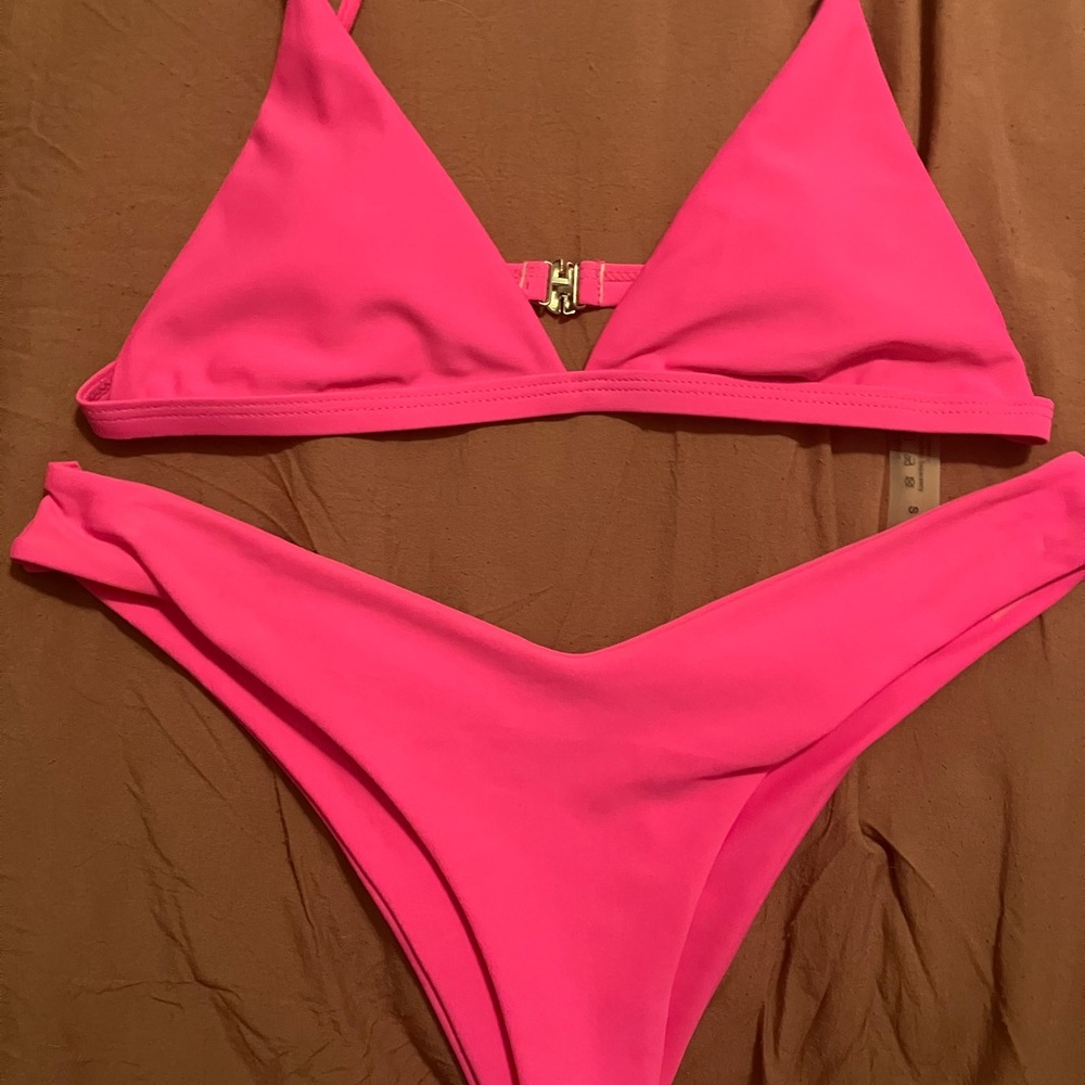 Hot pink two piece bikini set